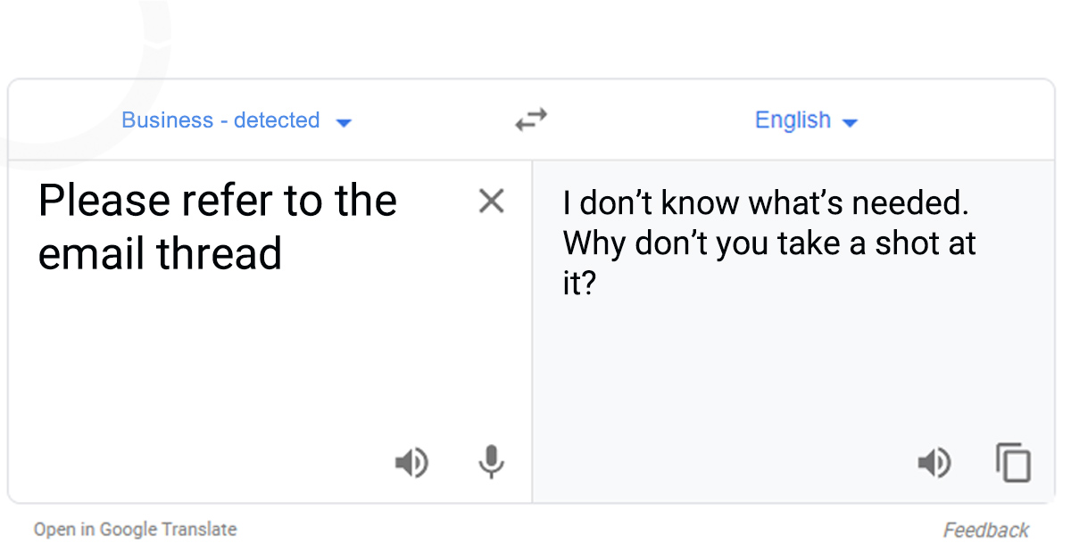 Biz Google Translate - email thread