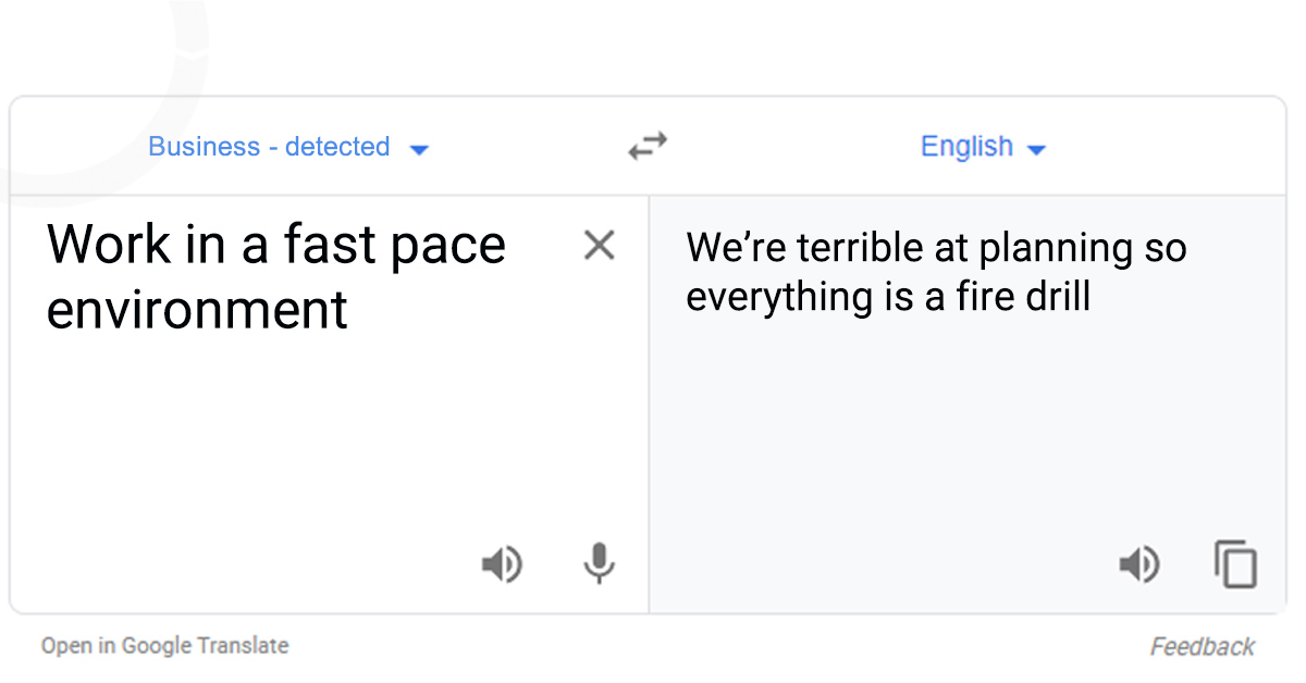 Biz Google Translate - fast paced environment