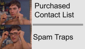 Peter Parker Glasses meme template - purchased contact lists vs spam traps