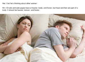 Thinking About Other Women meme template - An email should contain a header, torsoer, and footer